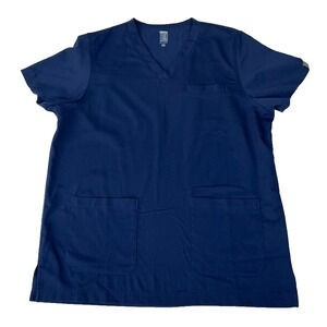 Roth Wear Womens Medium Navy Scrub Top 3 Pockets Performance Stretch 7477